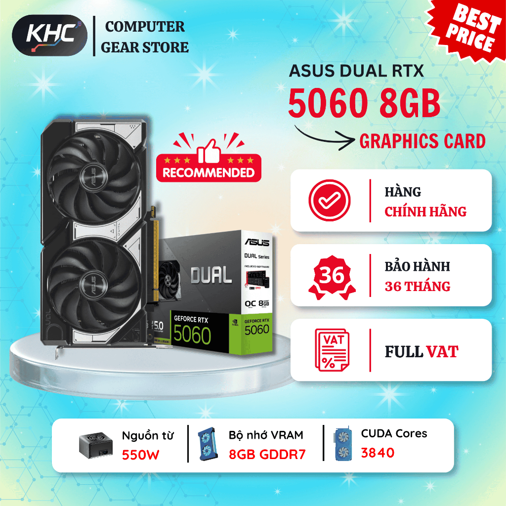 VGA  ASUS DUAL RTX 5060 8GB GDDR7 (DUAL-RTX5060-8G) (Full VAT)