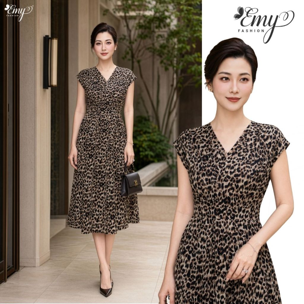 Đầm Thiết Kế EMY Thời Trang Cao Cấp EX9736 Lụa Mango Thanh Lịch Đi Tiệc