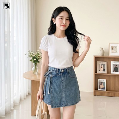 Áo thun nữ Twentyfive dáng ngắn tay, chất cotton mềm mại from basic 6660