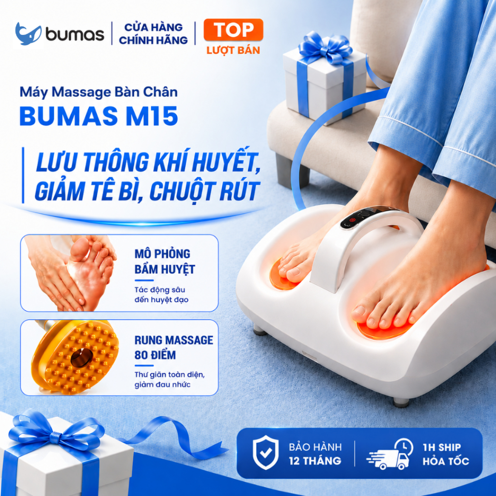 Máy Massage Bàn Chân BUMAS M15 -  Máy Massage Chân Rung Bấm Huyệt - Giảm Đau Gót Chân, Gan Bàn Chân | BigBuy360 - bigbuy360.vn