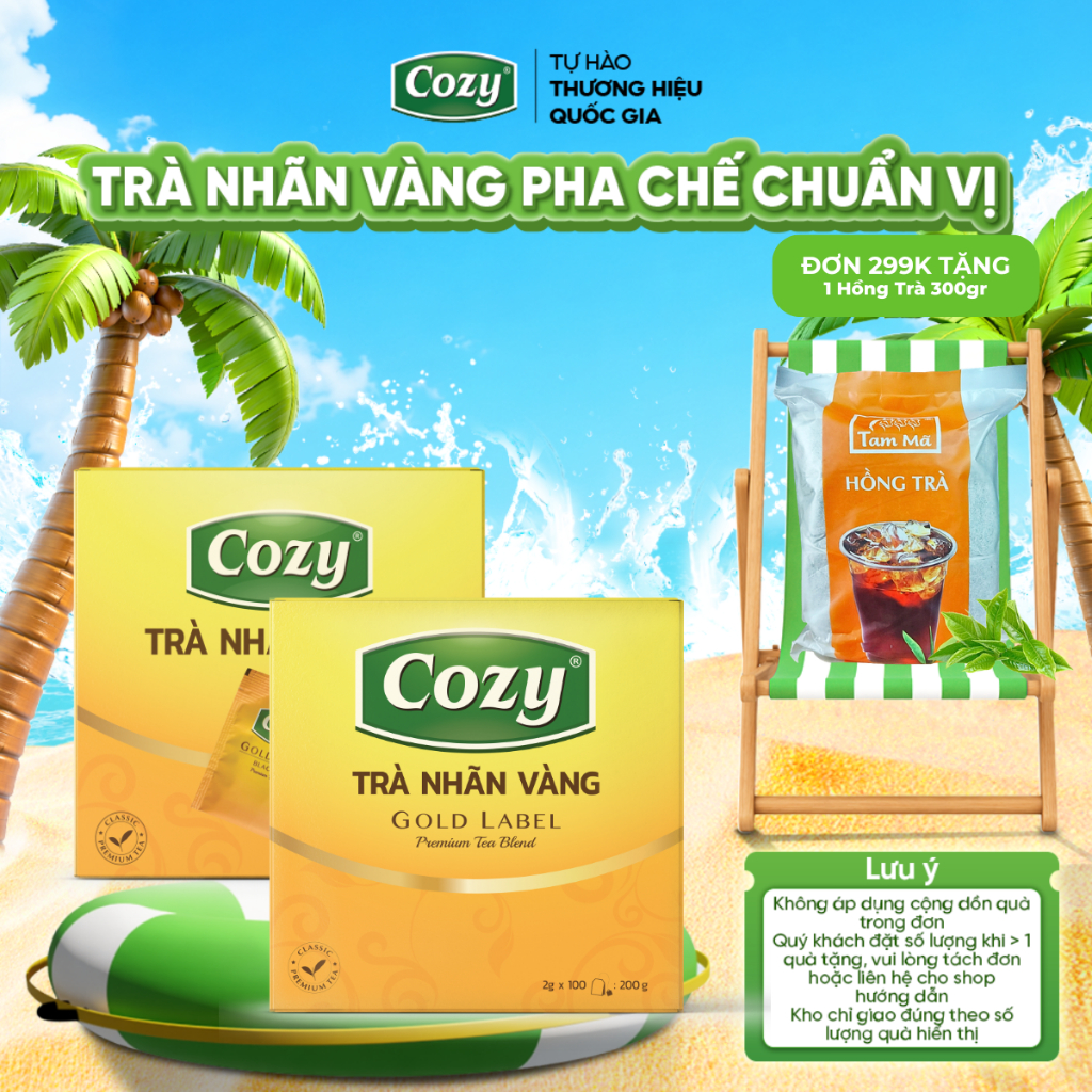 Trà Đen Nhãn Vàng Cozy 100 Túi Lọc Rời Dùng Pha Chế Trà Chanh,Trà Tắc,Trà Chanh Dây Kim Quất,Trà Sữa