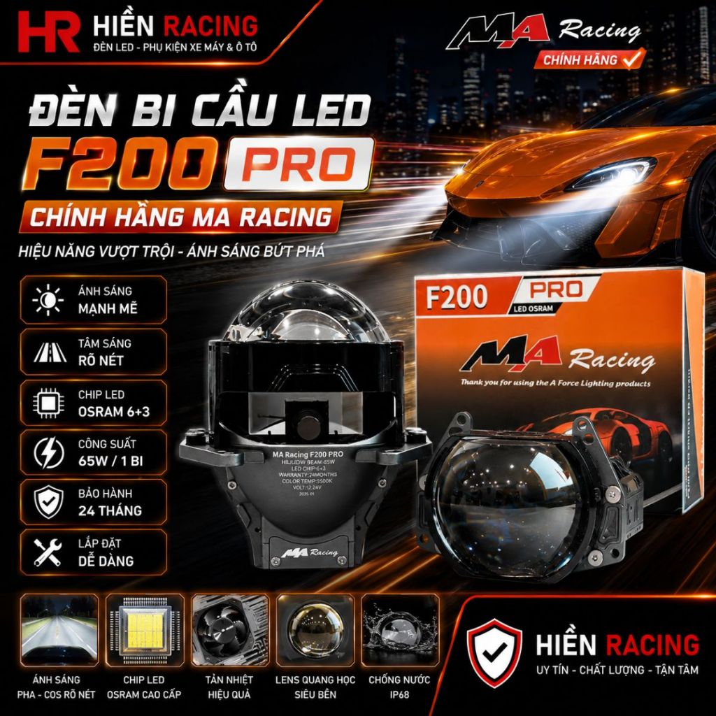 Ma Racing F200 Pro,Bi Cầu MaRacing F200 Pro Siêu Sáng Chống Nước Bảo Hành 12 Tháng