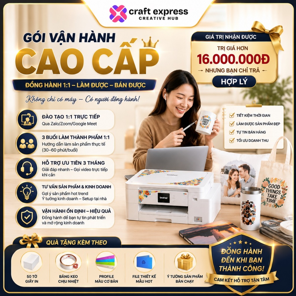Gói vận hành cơ bản và cao cấp dành cho người dùng sản phẩm máy in thăng hoa Brother SP-1