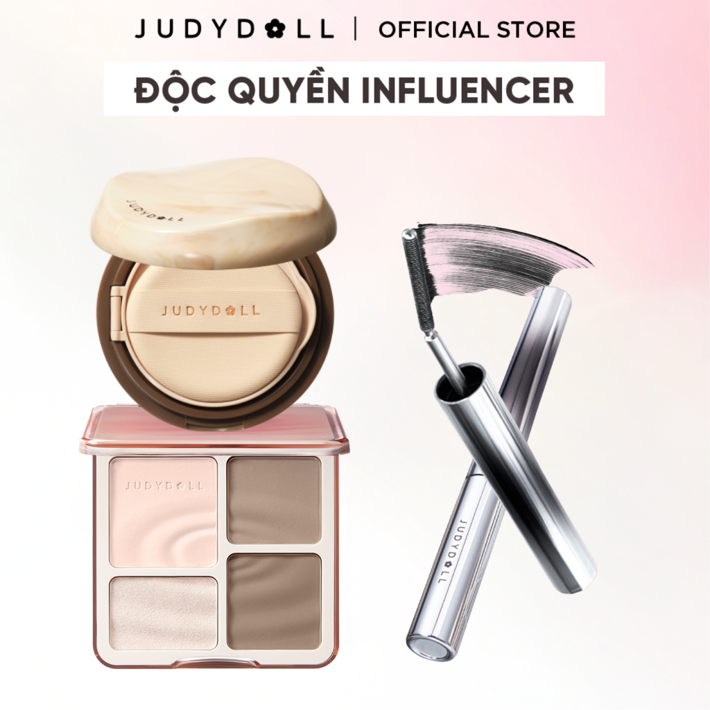 [HANNAH OLALA] Combo 3 JUDYDOLL: Phấn nước Long Wearing Cushion 14g & Curling&Iron Mascara + Highlig
