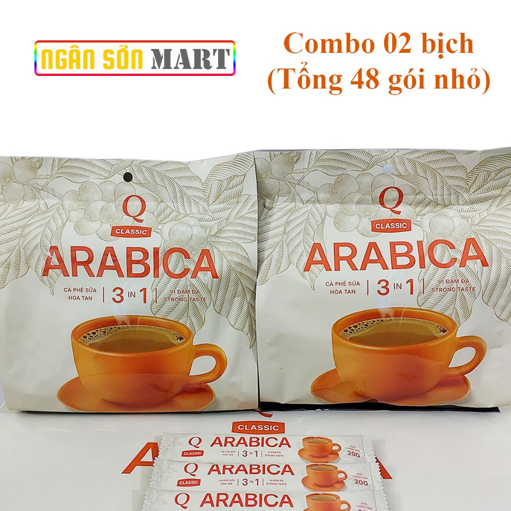 Combo 02 bịch Cà phê sữa Arabica Trần Quang 480g (tổng 48 gói nhỏ)