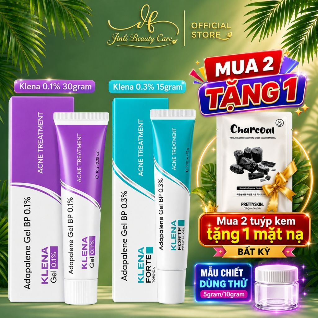 Klena Forte 0.1% 30gram | Klena Forte 0.3% 15gram | Hỗ trợ giảm mụn ẩn, mụn đầu đen, sợi bã nhờn