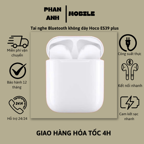 Tai nghe Bluetooth Hoco Es39 plus chính hãng có mic đàm thoại nghe nhạc liên tục trong 7 giờ