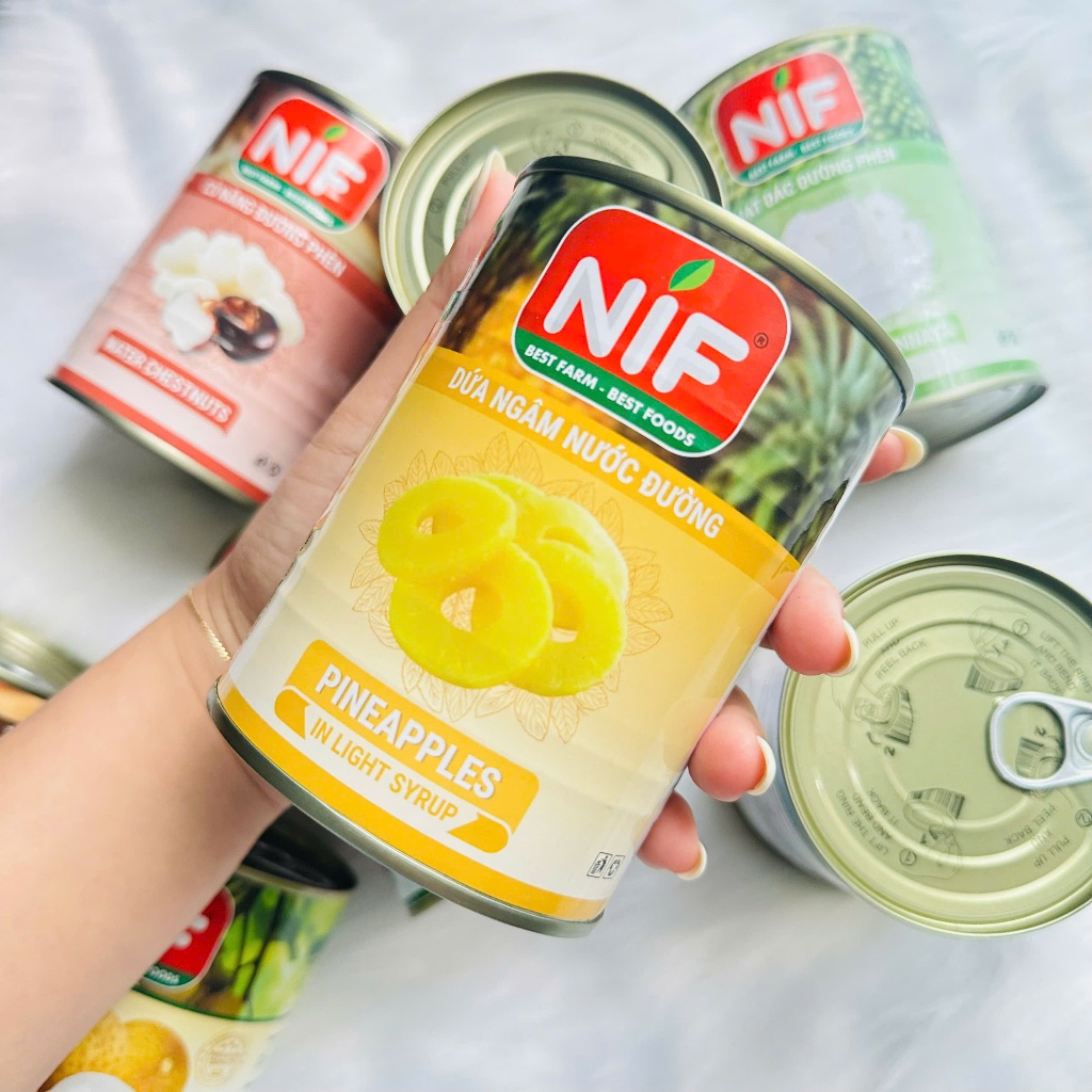 Dứa Ngâm Nước Đường NIF –  Thùng 12 Lon