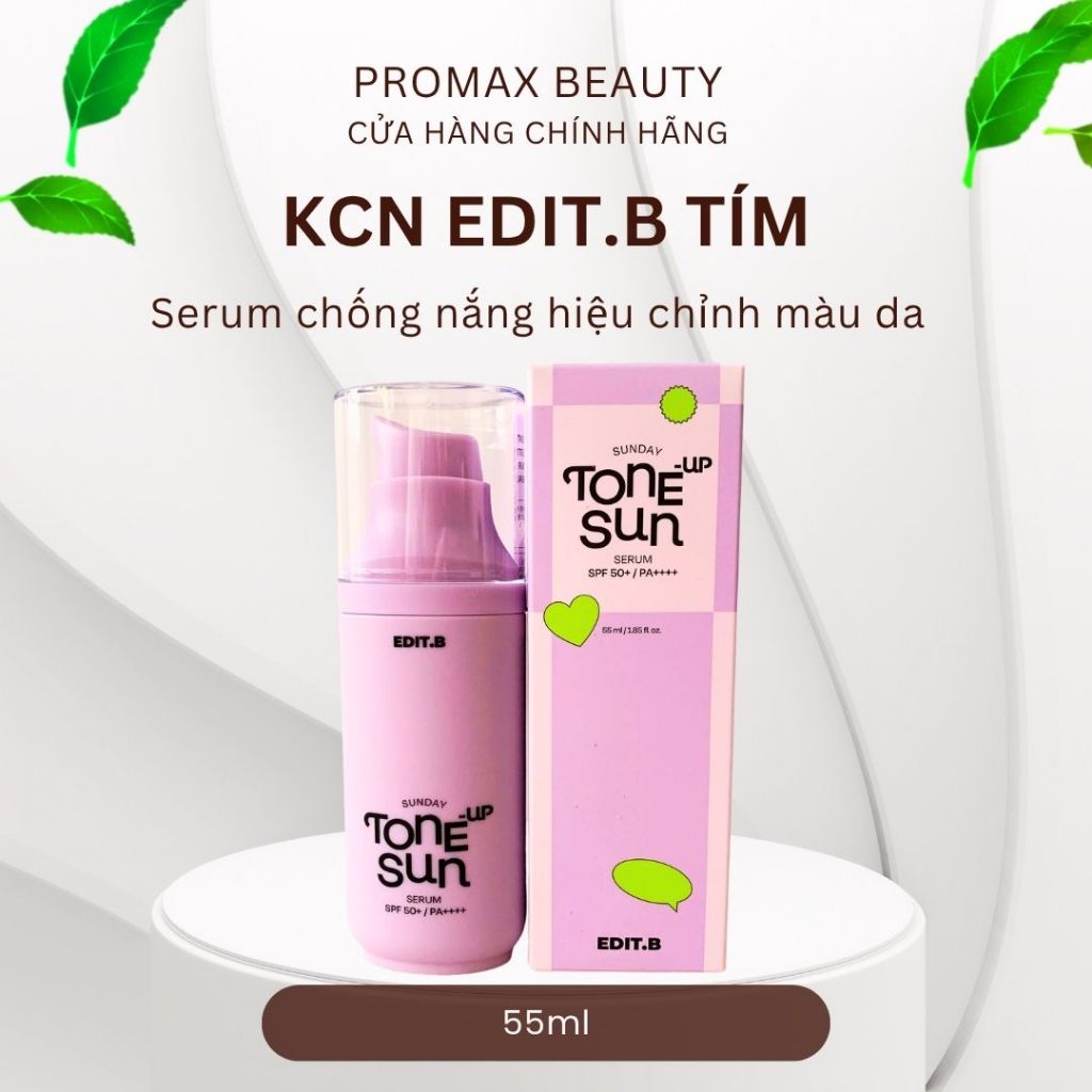 Kem chống nắng Edit B tím, triệt sắc vàng, kem chống nắng thuần chay nâng tone, sáng da, dưỡng ẩm ch