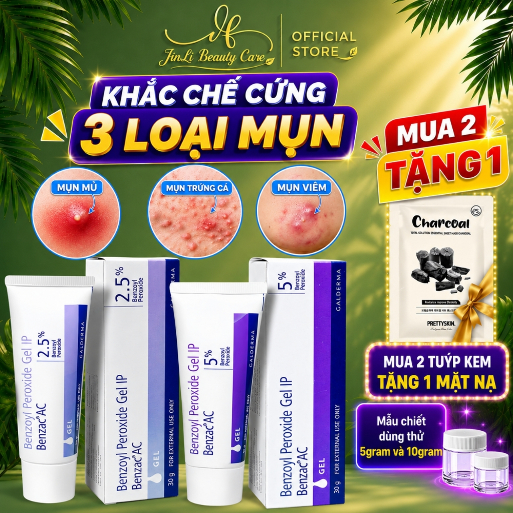 Galderma | Benzac AC 2.5% | Benzac AC 5% | Benzoyl Peroxide | Hỗ trợ giảm mụn trứng cá, mụn viêm