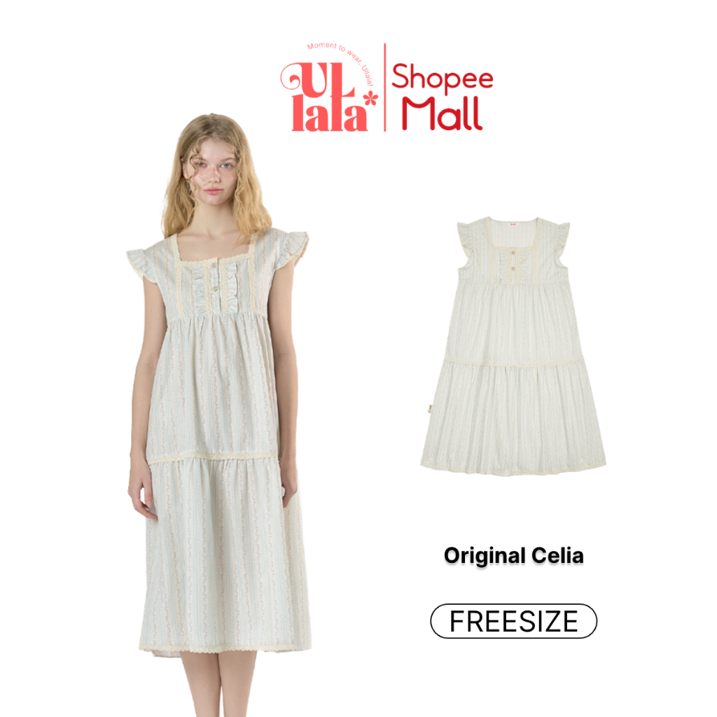 ULLALA Pajamas Celia Váy ngủ mặc nhà nữ ngắn tay Freesize