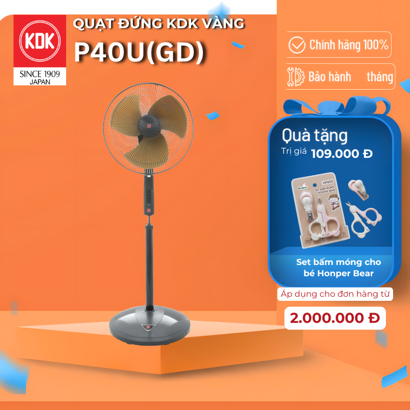 Quạt đứng KDK màu Vàng  P40U(GD) - Bảo hành Chính hãng KDK