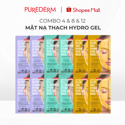 [COMBO MIX] Mặt nạ Thạch Hydro Gel Purederm Dầu Emu, Săn chắc, Nâng cơ, Sáng đều màu da