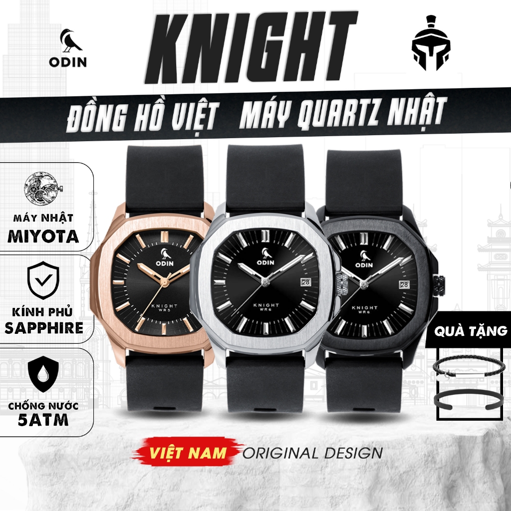 Bộ Sưu Tập Đồng Hồ ODIN Knight-Chính Hãng-Thiết Kế Việt Phong Cách Mordern Classic-Máy Nhật-Chống nư