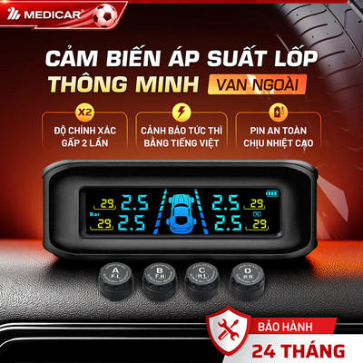 [TPMS] CẢM BIẾN ÁP SUẤT LỐP Ô TÔ Medicar – Cảnh báo tức thì bằng Tiếng Việt, đo áp suất lốp ô tô chính xác X2 lần