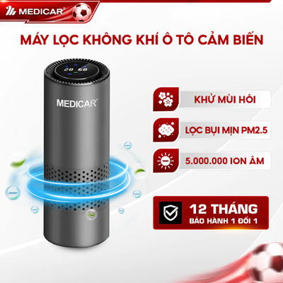 MÁY LỌC KHỬ MÙI XE Ô TÔ CAO CẤP Medicar - Lọc sạch bụi mịn PM2.5, tạo ion âm diệt khuẩn, khử mùi và chống say xe