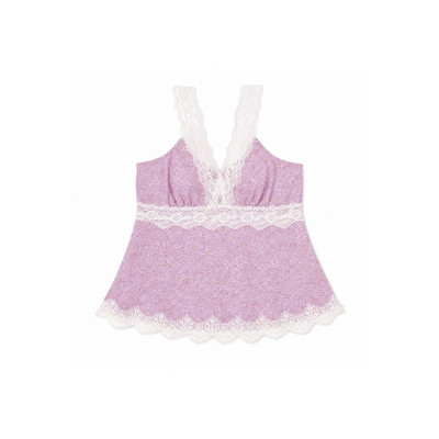 TUBYCATU Áo Hai Dây Nữ Phối Ren Hoa Nhí Dáng Xòe Viola Lace Nữ Tính