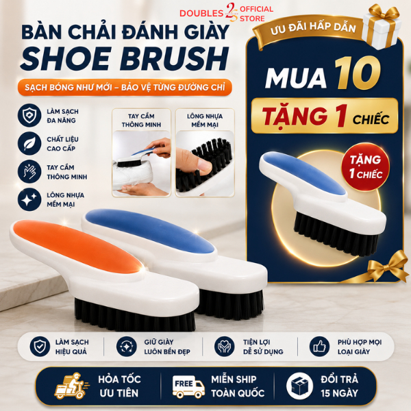 Bàn Chải Đánh Giày Lông Nhựa PP Đa Năng Cầm Tay Tiện Lợi Nhiều Màu - DOUBLES 2SSHOP