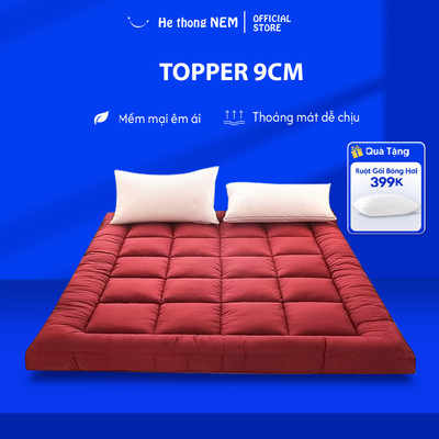 Topper Cao Cấp Dày 9cm Nhiều Màu He thong NEM Tấm Làm Nệm Tăng Tiện Nghi Chuẩn Khách Sạn 5 Sao Êm Ái