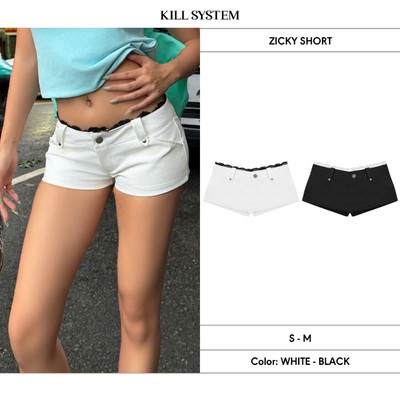 Quần short kaki phối ren cạp trễ tôn dáng ZICKY - 𝐊𝐈𝐋𝐋 𝐒𝐘𝐒𝐓𝐄𝐌