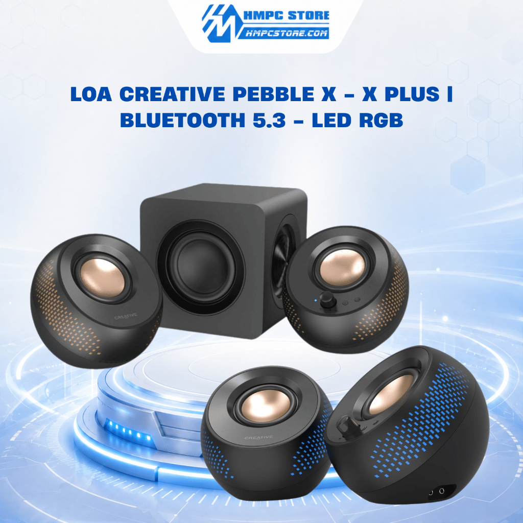 Loa CREATIVE Pebble X - X Plus | Bluetooth 5.3 - LED RGB, Bảo hành 12 tháng
