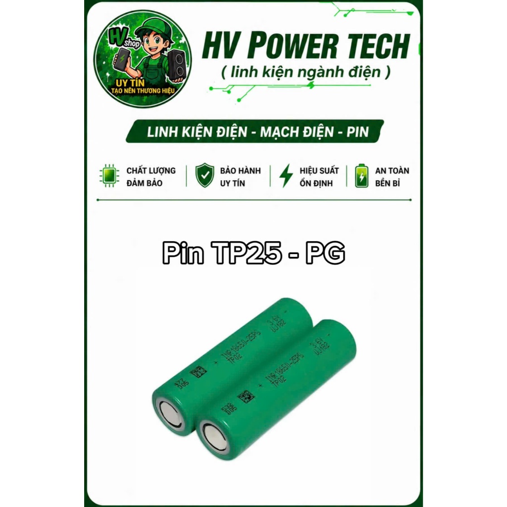 Pin 18650 TP - 25PG Xả Cao 10C 25A xả cao đóng công cụ