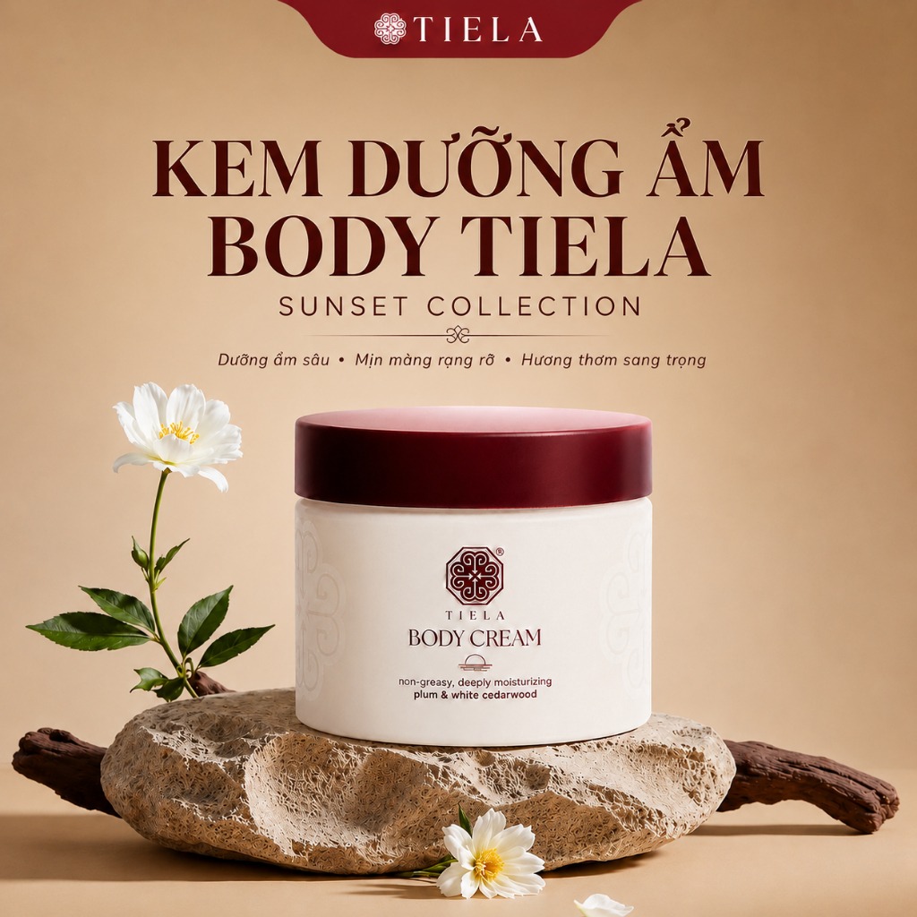 [TIELA] Kem Dưỡng Ẩm Body TIELA Sunset Collection - Hương Mận & Gỗ Tuyết Tùng, Dưỡng Da Mềm Mịn, Cấp