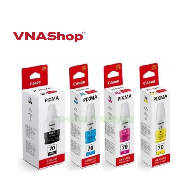Hộp mực refill Canon GI-70 PGBK/C/M/Y sử dụng cho máy GM2070/G5070/GM4070/G7070- Hàng Chính Hãng Lê 