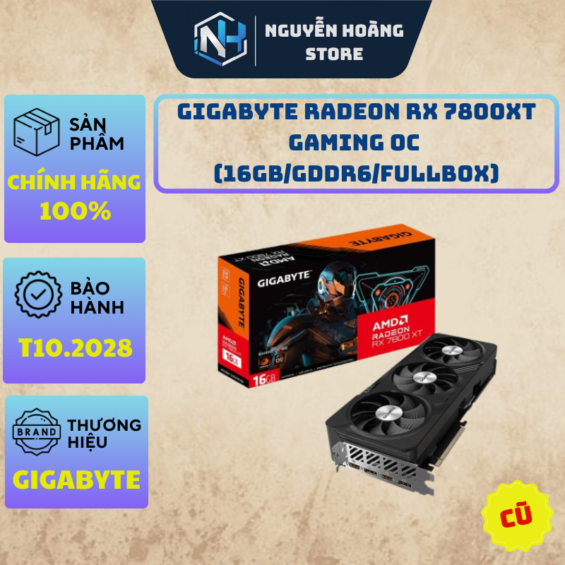VGA card màn hình Gigabyte Radeon RX 7800XT GAMING OC 16GB Cũ