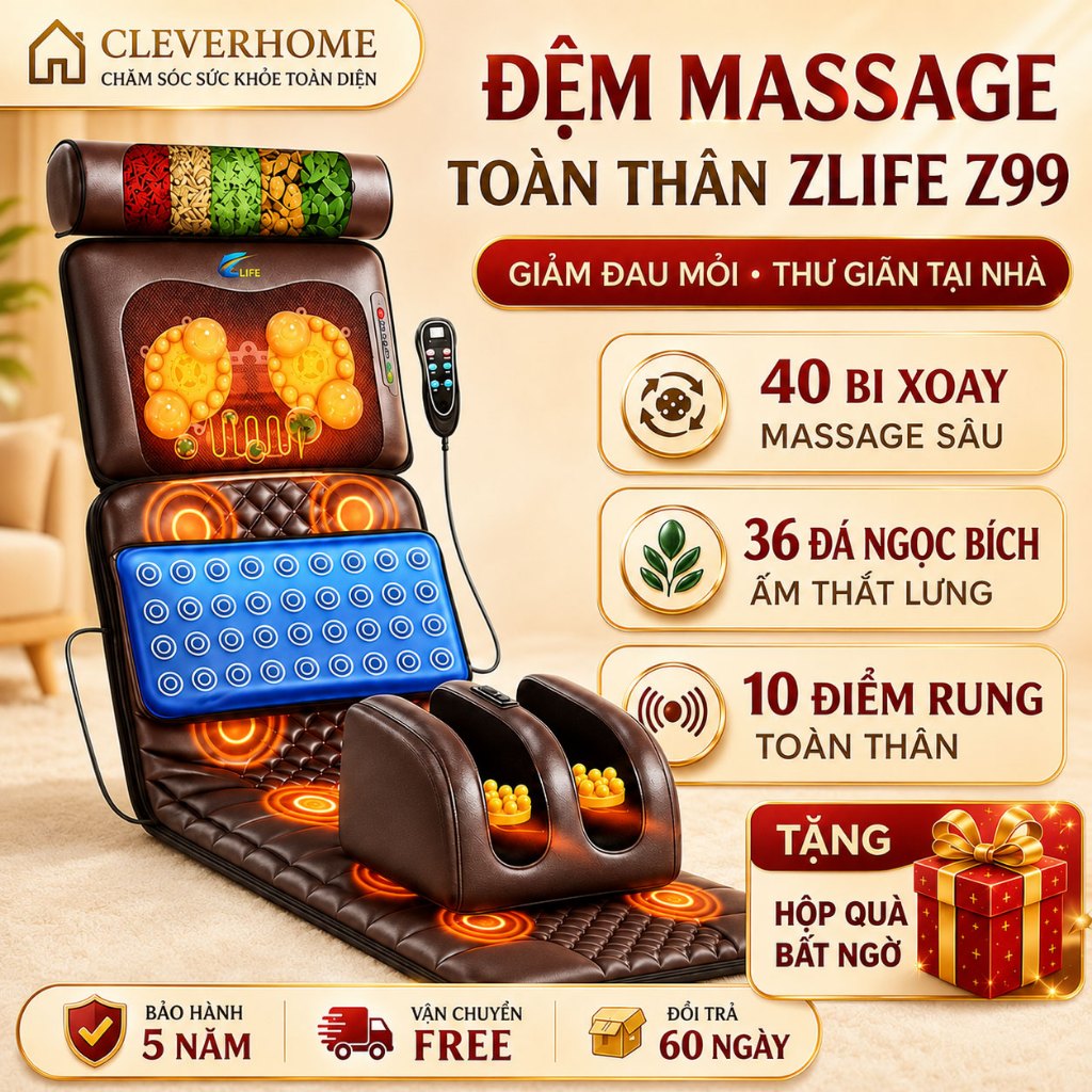 [CHUẨN ZLIFE - THÊU LOGO] Đệm Ghế Massage Toàn Thân Chính Hãng ZLIFE Z24 Z30 Z99 Z120 Z150 Pro