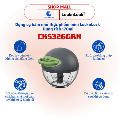 [HỎA TỐC] Dụng cụ băm nhỏ thực phẩm LocknLock Mini Pull Chopper CKS326GRN - Dung tích 170ml