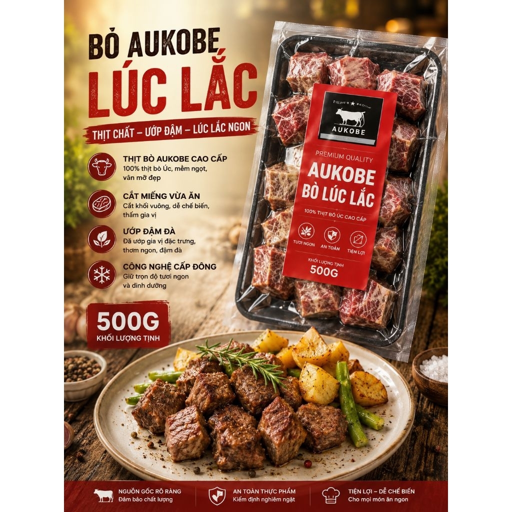 BÒ LÚC LẮC AUKOBE –1kg 2khay (giao hoả tốc)