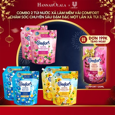 [LIVE KOL] Combo 2 túi Nước Xả Làm Mềm Vải Comfort Đậm Đặc Một Lần Xả Thơm Mát gấp 10 lần túi 3.7L