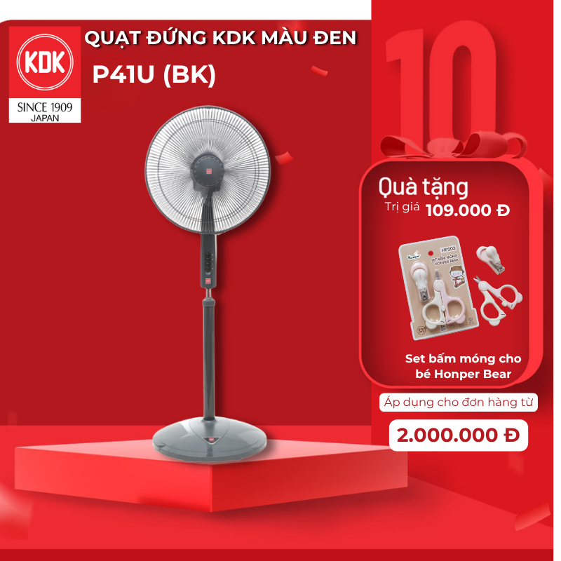 Quạt Nhật đứng KDK P41U (BK)  màu Đen - Bảo Hành Chính Hãng 2 Năm