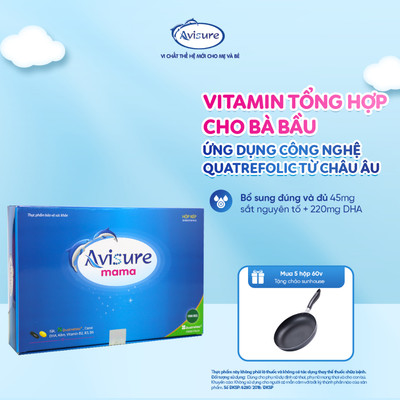 TPBVSK Avisure Mama Vitamin Tổng Hợp Cho Bà Bầu, Sau Sinh Cung Cấp Quatrefolic Từ Châu Âu Hộp 60v
