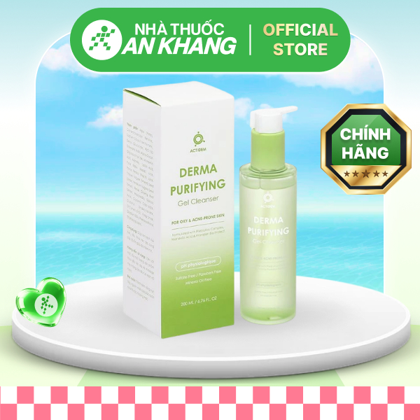 Gel rửa mặt Actidem Derma Purifying làm sạch bụi bẩn cho da dầu mụn chai 200ml [Nhà Thuốc An Khang -