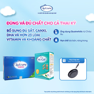 TPBVSK Bộ đôi bầu thế hệ mới đầy đủ sắt canxi DHA vitamin Avisure mama Hical 60 viên
