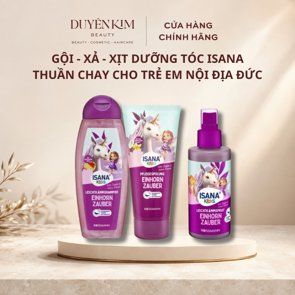 Dầu gội xả - Xịt dưỡng tóc Isana cho trẻ em thuần chay Isana - Chính hãng nội địa Đức