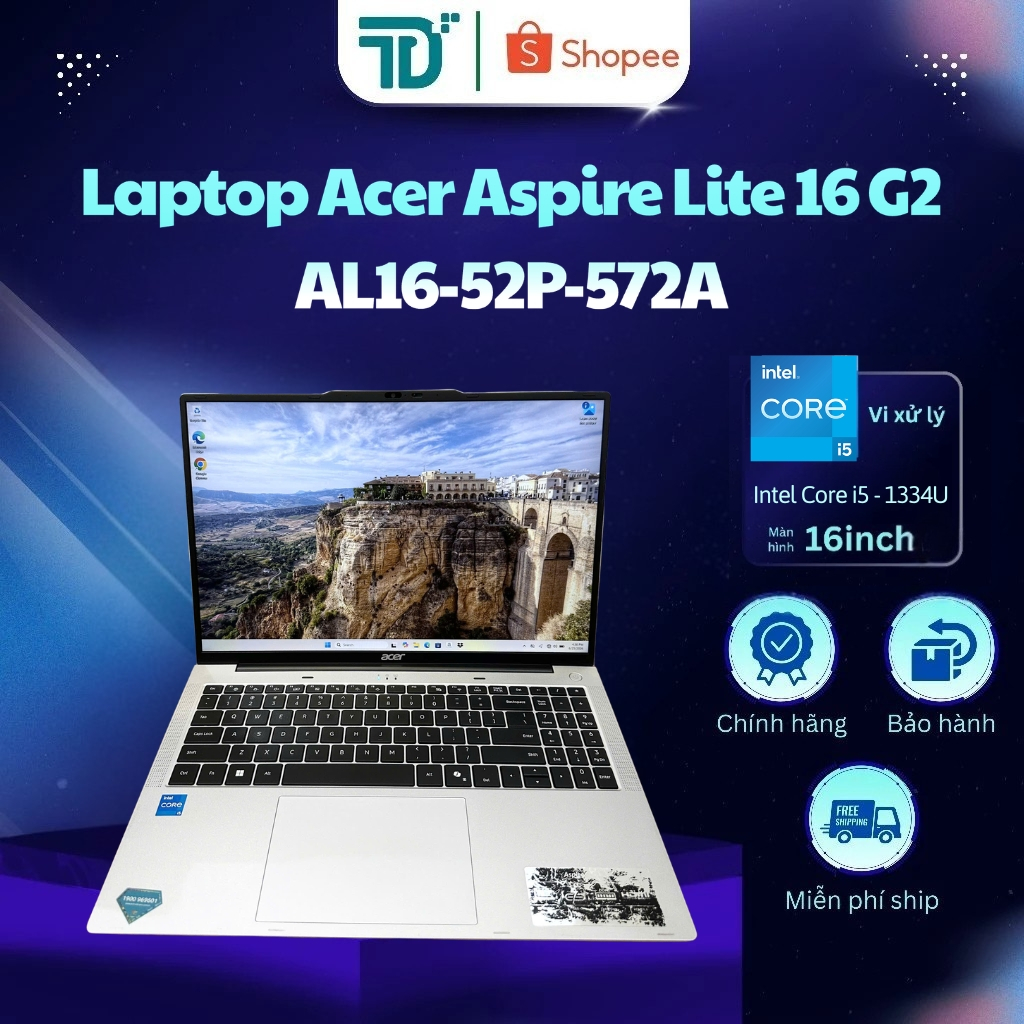 Acer Aspire Lite 16 G2 AL16-52P-572A i5 1334U/16GB/512GB/16" WUXGA/W11_Bạc - Laptop 99%