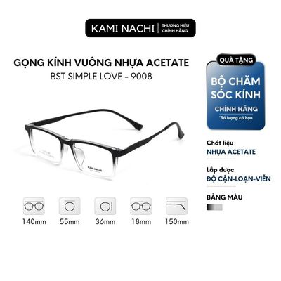 Kính thời trang dáng chữ nhật, chất liệu Acetate phiên bản Lễ Tình Nhân - Simple Love mã 9008 KAMI NACHI