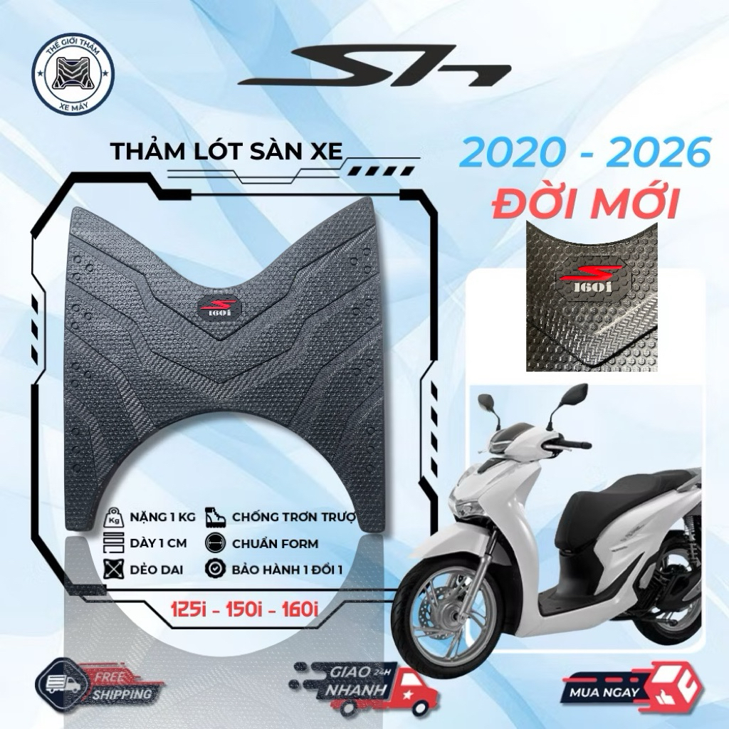 Thảm lót chân SH 125i - 150i - 160i đời 2020 - 2026 thảm lót sàn xe cao su dày chống trơn trượt