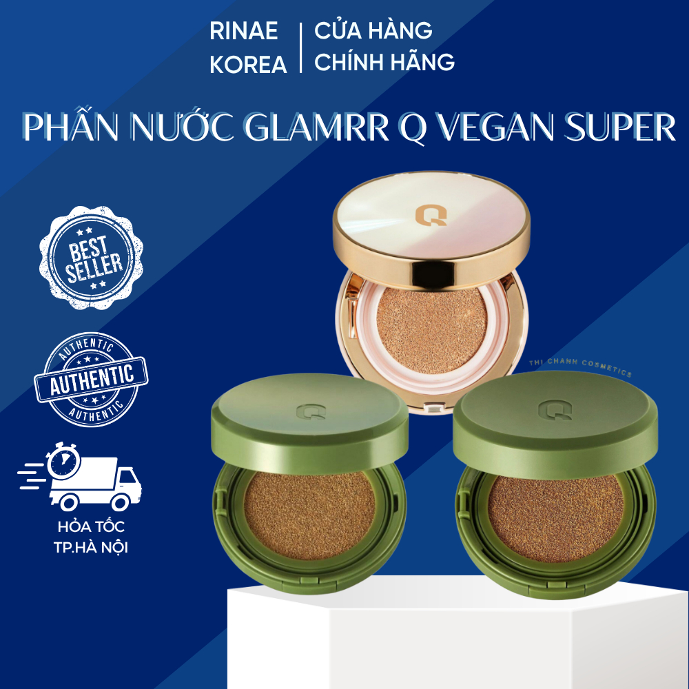 Phấn Nước Glamrr Q Vegan Super Glow, Cushion Glamrr Q Che Phủ, Kiềm Dầu SPF50+/PA+++