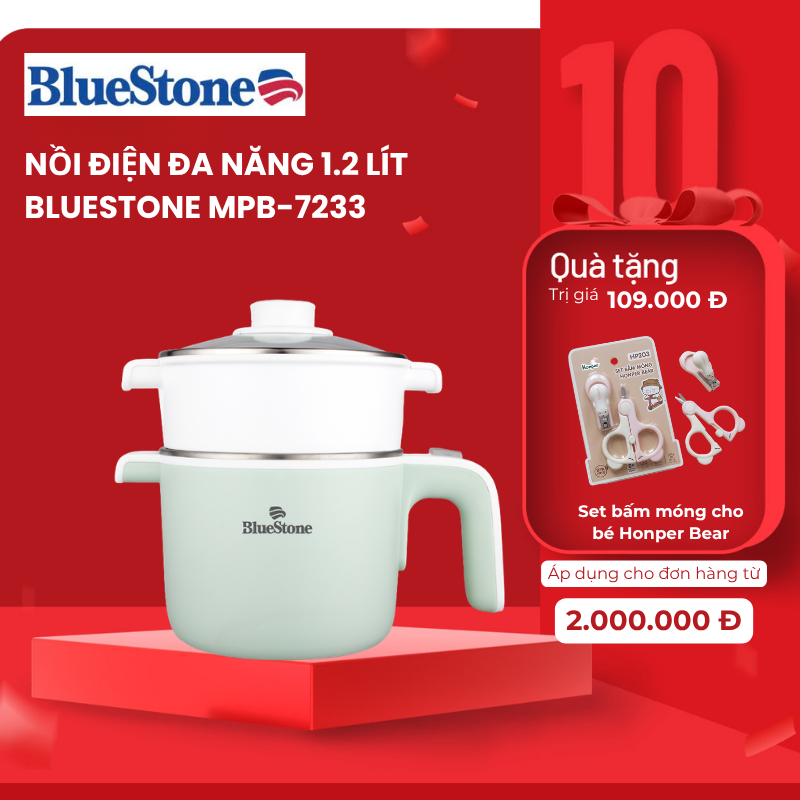 Nồi Điện Đa Năng Bluestone MPB-7233 - 600–720W - 1.2 Lít - Lòng Nồi INOX 304  - Bh 2 năm