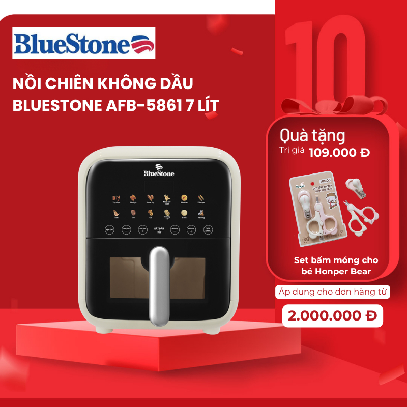 Nồi Chiên Không Dầu Điện Tử BlueStone AFB-5861 7L Công Suất 1800W | Nấu Gà Vịt Nguyên Con BH 2 Năm
