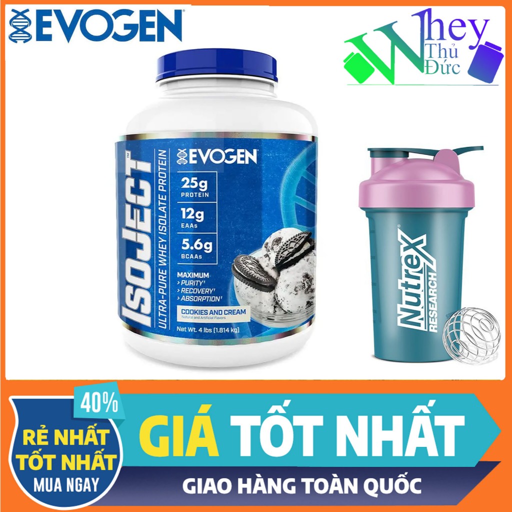 Evogen IsoJect Whey Protein (1.8kg 55sv)vị Peanut, Sữa Đạm 100% Whey Protein Isolate Hấp Thu Nhanh