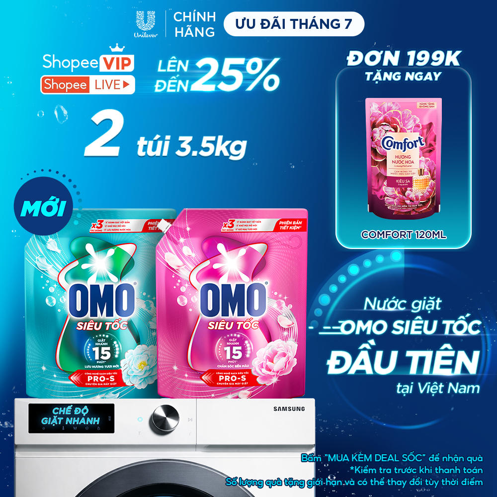 [MỚI] Combo 2 Nước giặt Omo Siêu Tốc đầu tiên tại Việt Nam được thiết kế dành riêng cho chu trình gi