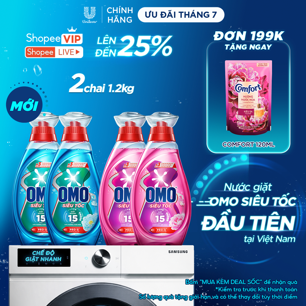[MỚI] Combo 2 Nước giặt Omo Siêu Tốc đầu tiên tại Việt Nam, được thiết kế riêng cho chu trình giặt n