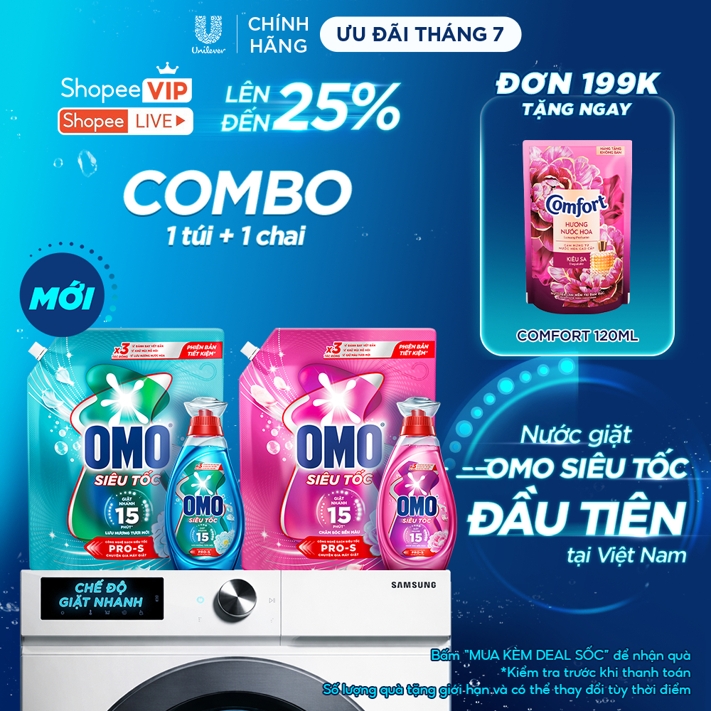 [MỚI] Combo chai & túi Nước giặt Omo Siêu Tốc đầu tiên tại Việt Nam được thiết kế riêng cho chu trìn