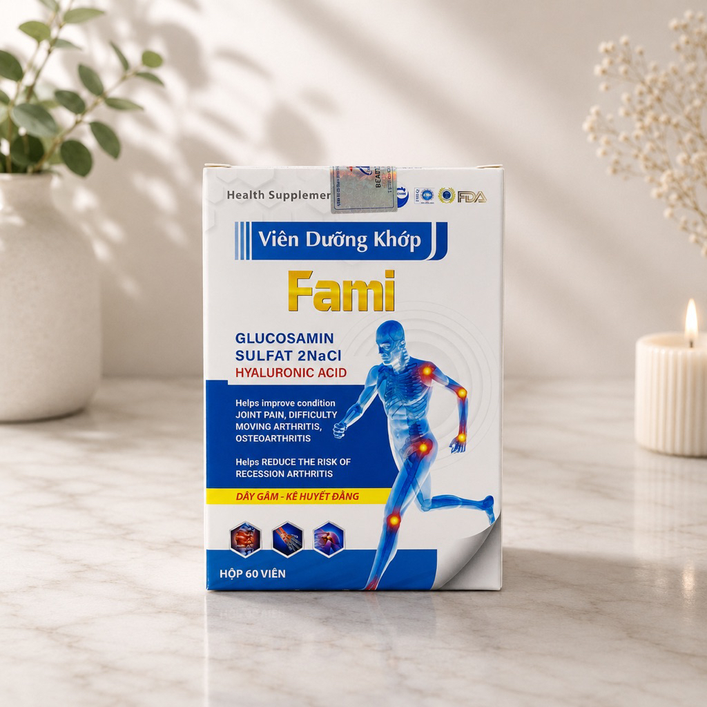 Viên Dưỡng Khớp Glucosamin sulfat 2nacl DrFami Hộp 60 Viên - Tái Tạo và Bảo Vệ Sụn Khớp