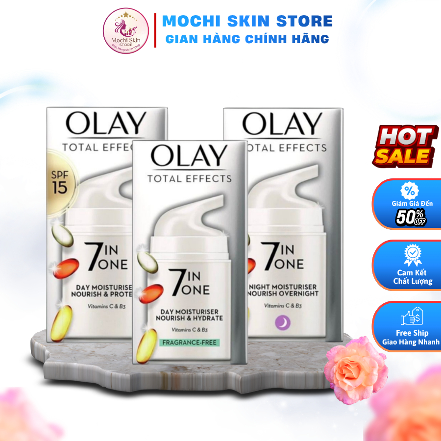 Kem Dưỡng Olay Total Effects 7 In 1 Anti-Ageing Moisturiser 50ml Chính Hãng Chống Lão Hóa, Dưỡng Ẩm, Làm Sáng Da